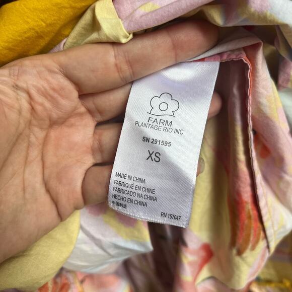 FARM Rio Neon Macaws Puff Sleeve Cotton Maxi Dress Size XS - Picture 7 of 8